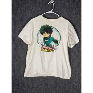 My Hero Academia Izuku Midoriya‎ Anime T Shirt Men's Large White Graphic Tee